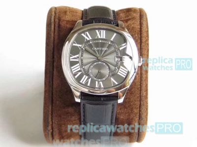 Swiss Replica Cartier Drive De Cartier Watch Grey Dial Leather Watch 40mm